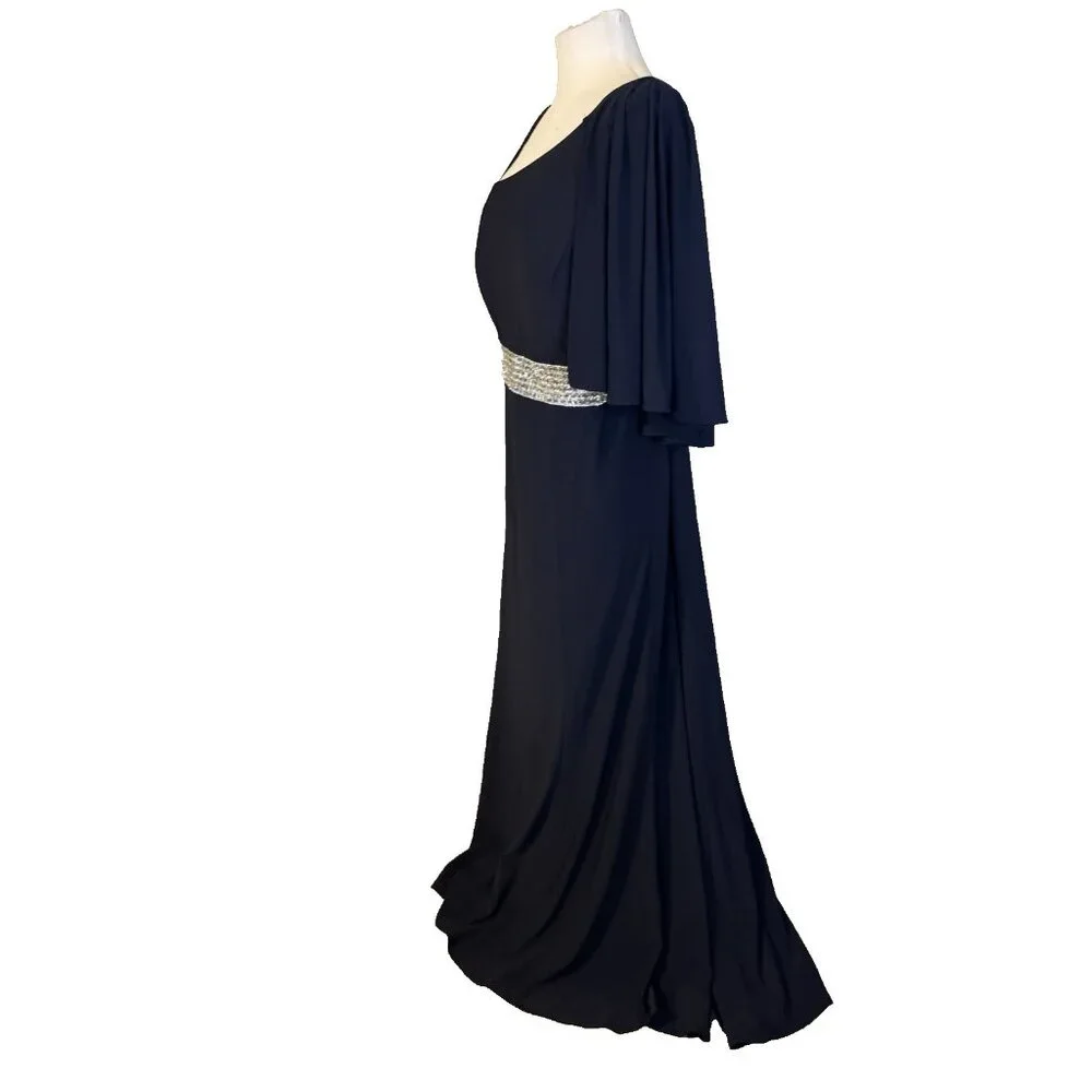 R & M Richards Formal Long Dress 14W Blue Party Cruise Wedding Washable NEW